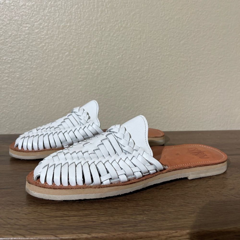 White Leather Huarache Sandals